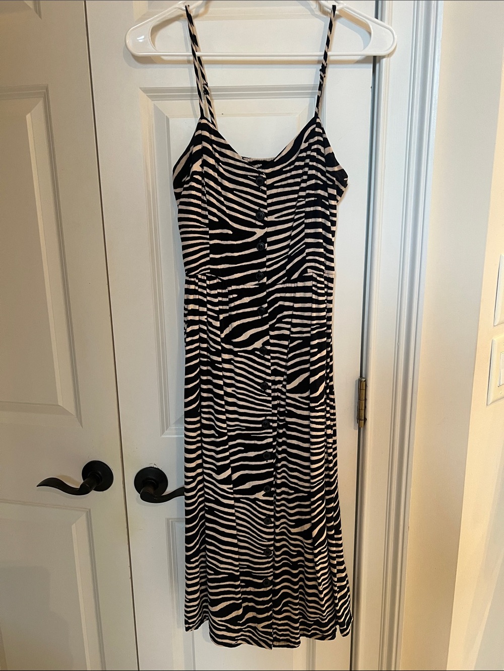 H&M Black and Tan Zebra Print Spaghetti Strap Dress